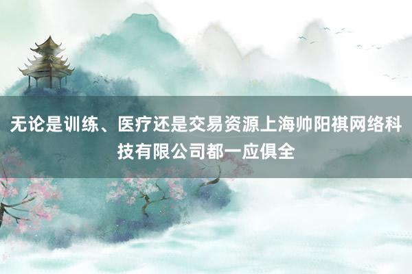 无论是训练、医疗还是交易资源上海帅阳祺网络科技有限公司都一应俱全